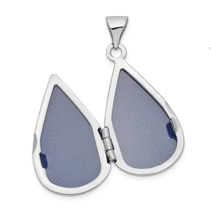 TreasureFineJewelers Earrings 14K White Gold 21mm Tear Drop Diamond Locket