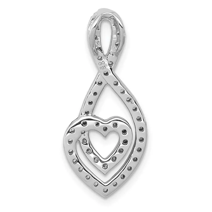 TreasureFineJewelers Necklaces 14k White Gold 12ct Diamond Fancy Heart Infinity Chain Slide