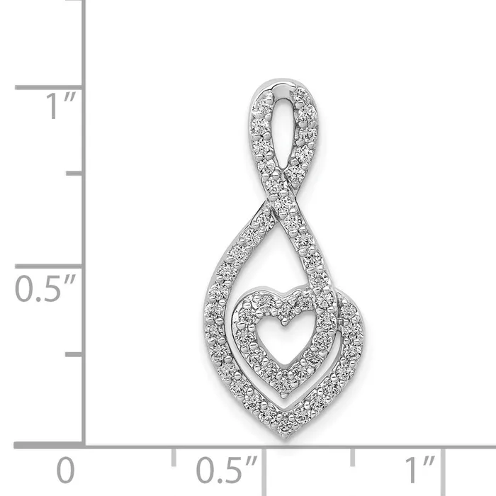 TreasureFineJewelers Necklaces 14k White Gold 12ct Diamond Fancy Heart Infinity Chain Slide