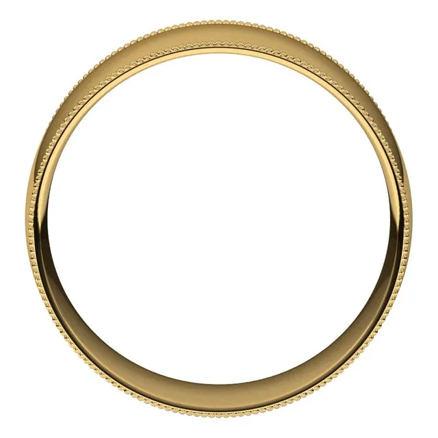 TreasureFineJewelers Rings 14K Yellow Gold 8 mm Milgrain Half Round Comfort Fit Light Wedding Band
