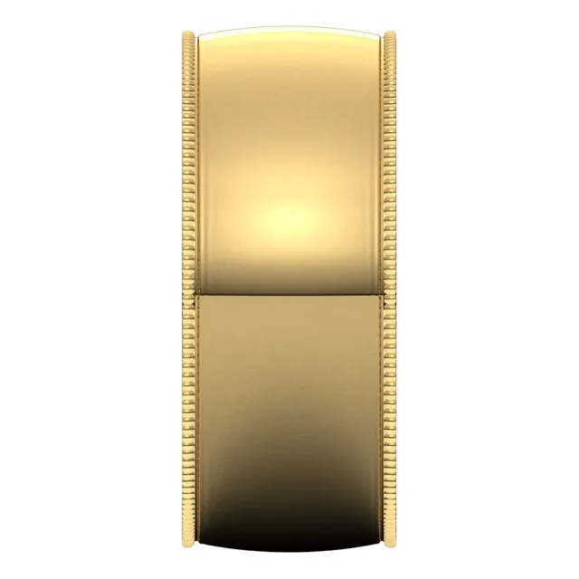 TreasureFineJewelers Rings 14K Yellow Gold 8 mm Milgrain Half Round Comfort Fit Light Wedding Band