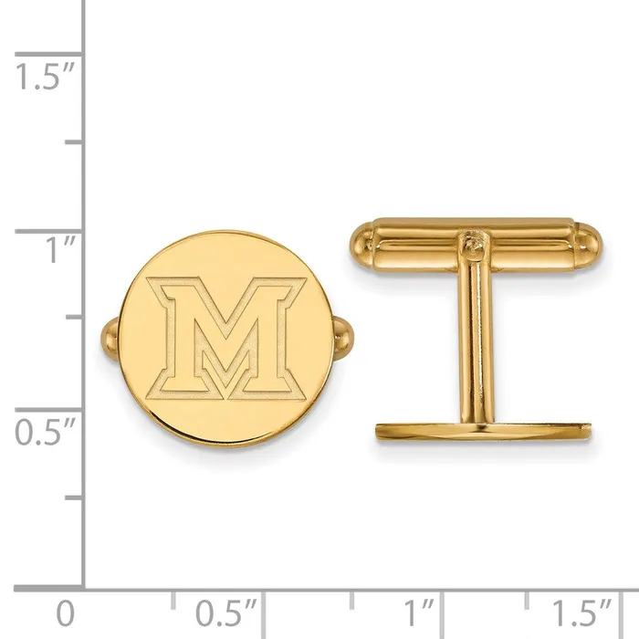TreasureFineJewelers Rings Sterling Silver Goldplated Miami University Ohio Letter M Cuff Links