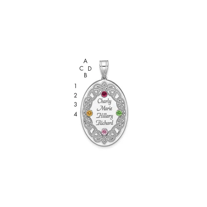 TreasureFineJewelers Sterling Silver Rhodiumplated Crystal Family Pendant Necklaces