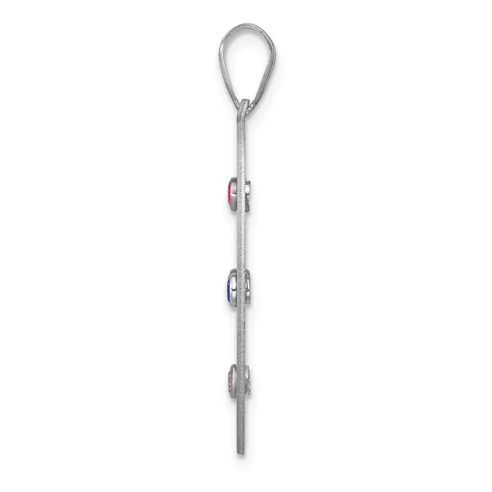 TreasureFineJewelers Sterling Silver Rhodiumplated Crystal Family Pendant Necklaces