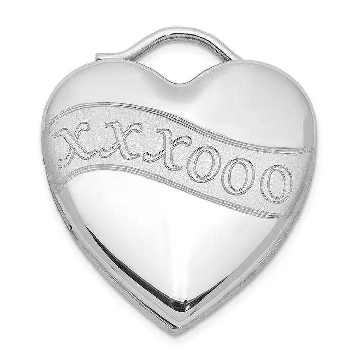 TreasureFineJewelers Sterling Silver Rhodiumplated Satin Polished XXXOOO Heart Locket Rings TreasureFineJewelers Sterling Silver Rhodiumplated Satin Polished XXXOOO Heart Locket Rings