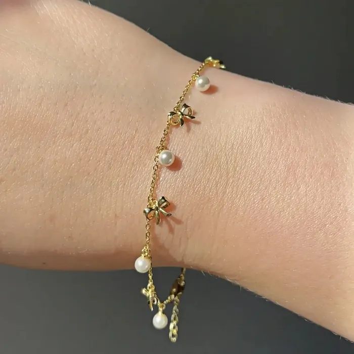 Trendolla Jewelry Earrings Coquette Charm Dainty Pearl Ring Bracelet Necklace Delicate Stud Earrings Set designed by Katie