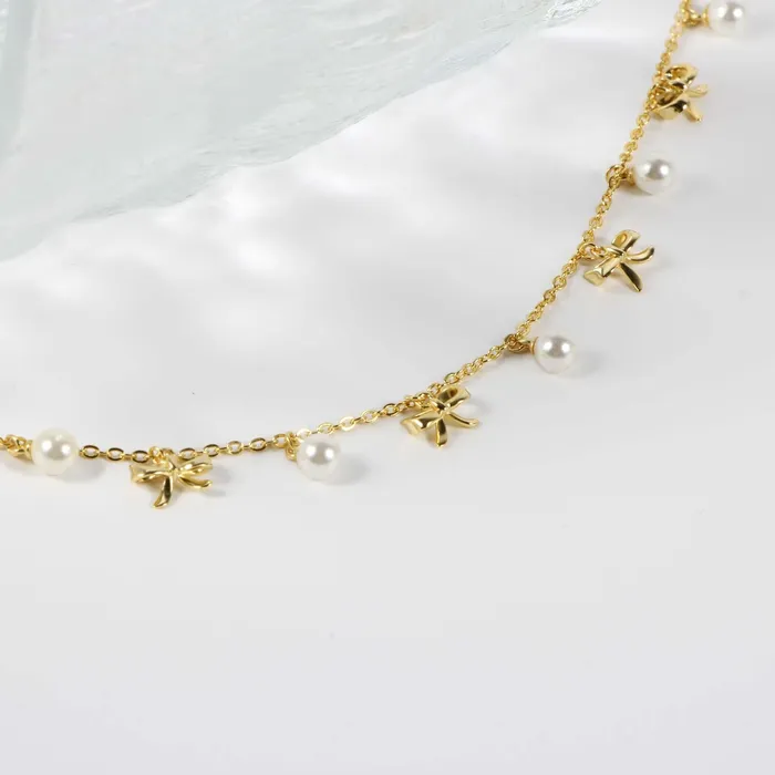 Trendolla Jewelry Earrings Coquette Charm Dainty Pearl Ring Bracelet Necklace Delicate Stud Earrings Set designed by Katie