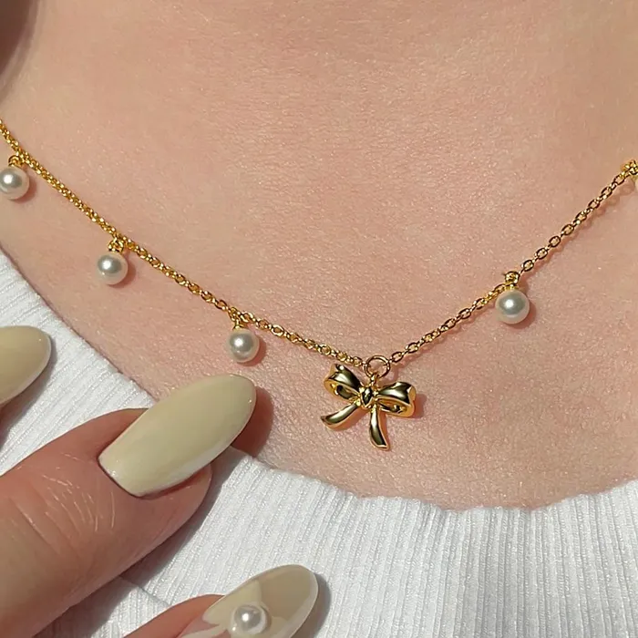 Trendolla Jewelry Earrings Coquette Charm Dainty Pearl Ring Bracelet Necklace Delicate Stud Earrings Set designed by Katie