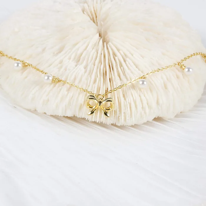Trendolla Jewelry Earrings Coquette Charm Dainty Pearl Ring Bracelet Necklace Delicate Stud Earrings Set designed by Katie