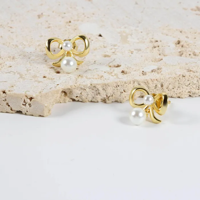 Trendolla Jewelry Earrings Coquette Charm Dainty Pearl Ring Bracelet Necklace Delicate Stud Earrings Set designed by Katie
