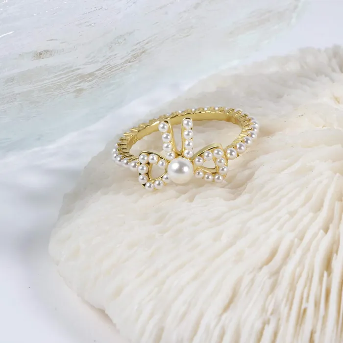 Trendolla Jewelry Earrings Coquette Charm Dainty Pearl Ring Bracelet Necklace Delicate Stud Earrings Set designed by Katie