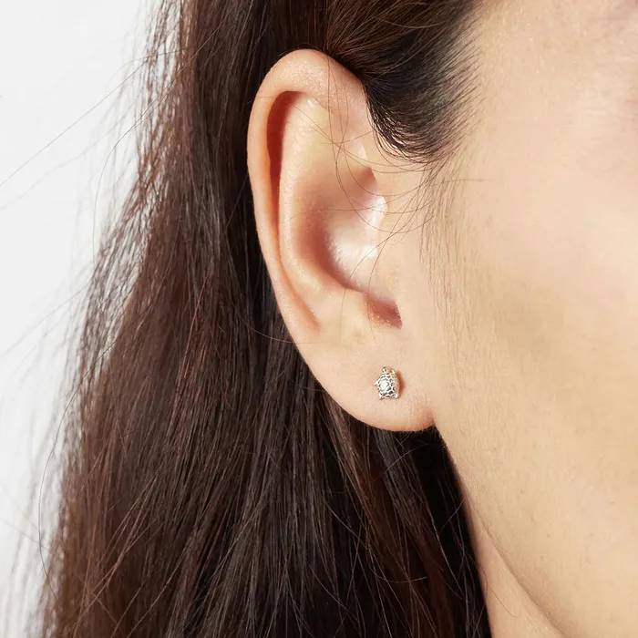 Tiny Silver Turtle Studs Silver Lotus Rings