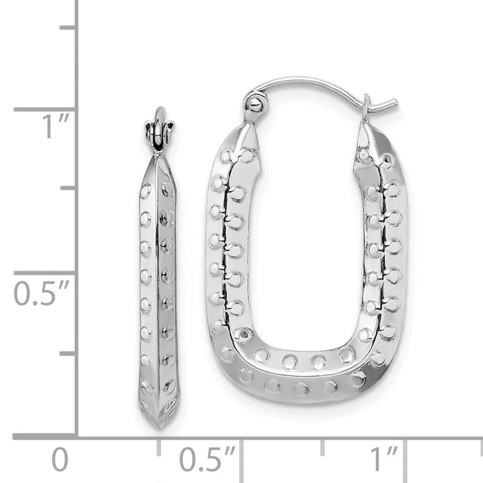 10k White Gold Polished Textured Rectangle Hoop EarringsWBC10TC412W WB Choice Jewelry Earrings