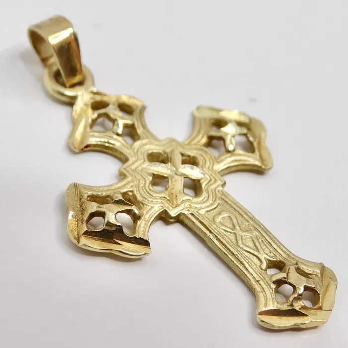 14k Solid Gold 1960s Cross Pendent Vintage by Misty PreStyled Sets