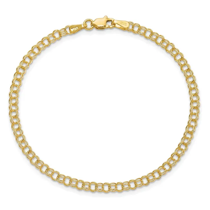 Bracelets WB Choice Jewelry 14k 35mm Solid Double Link Charm BraceletWBCDO5548 Bracelets WB Choice Jewelry 14k 35mm Solid Double Link Charm BraceletWBCDO5548