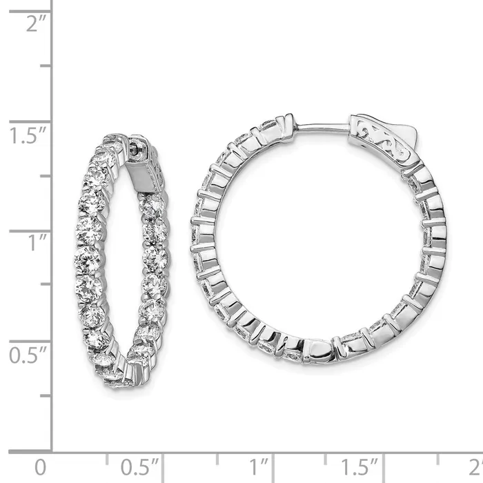 Earrings WB Choice Jewelry Sterling Silver Rhodiumplated CZ In Out Hoop EarringsWBCQE12997