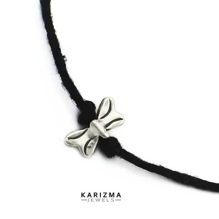 Karizma Jewels Earrings Black Thread 925 Sterling Silver Butterfly Oxidized Women single Anklet