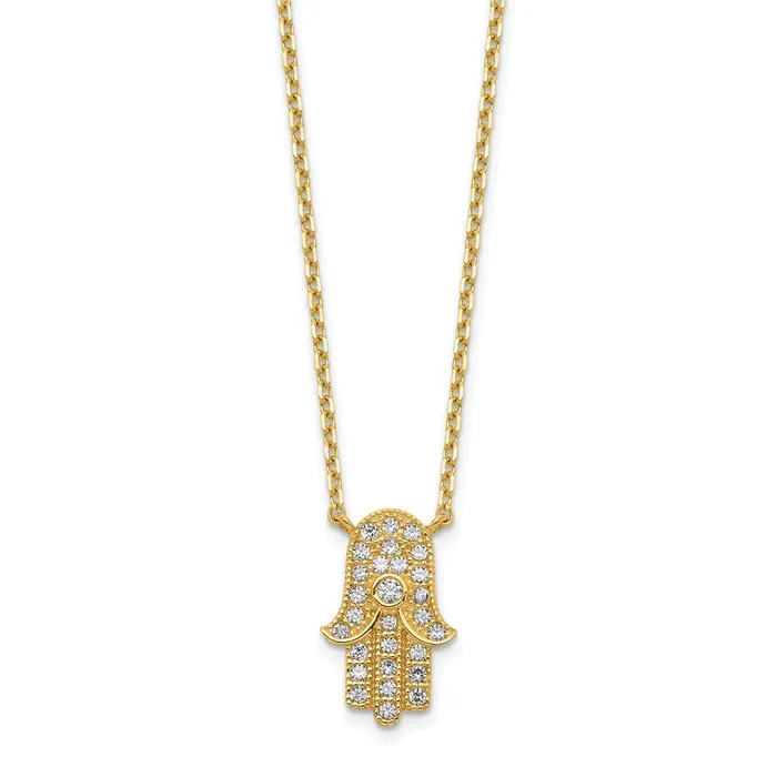 WB Choice Jewelry Necklaces 14K Hamas CZ with 2IN EXT NecklaceWBCSF277418