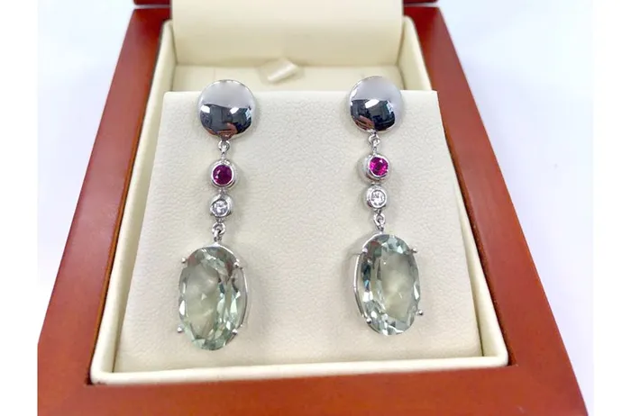 Earrings Earrings Lemon Citrine with Small Ruby Diamonds Albert Hern