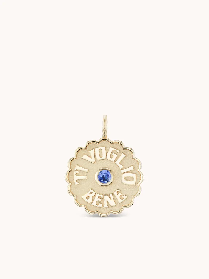 Marlo Laz Large Raised Gold Ti Voglio Bene Tanzanite Necklace Necklaces