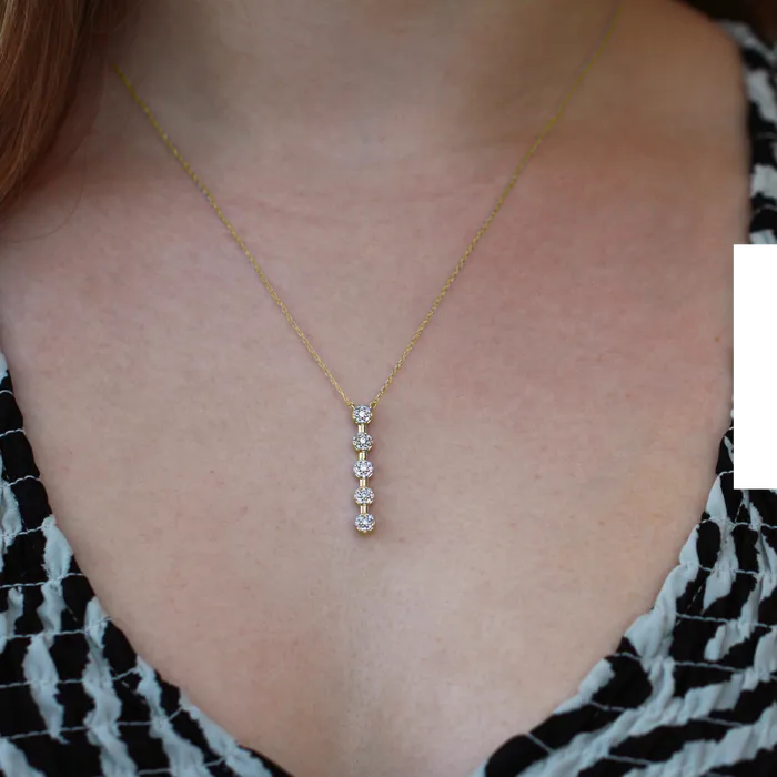 10kt Yellow Gold 025cttw Diamond Bar Pendant Independent Jewellers PreStyled Sets