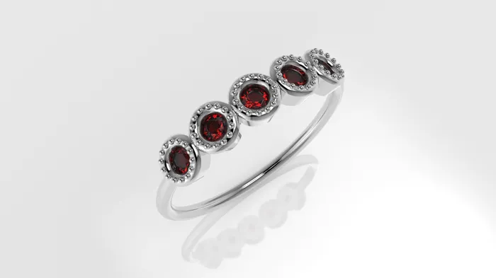 14K yellow gold Ring with 5 RUBY 2mm setting bezel Filigree JCM DESIGN JEWELRY Rings