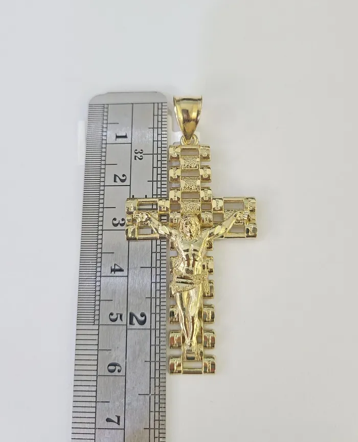 Gold and Diamond Necklaces 10k Jesus Cross Crucifix Charm Pendant Yellow Gold Men Women 3 225 2 Real