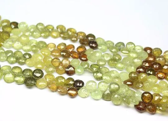 Natural Grossular Garnet Faceted Heart Drops Briolette Beads Strand 9 7mm 8mm Beads Supplies USA Necklaces