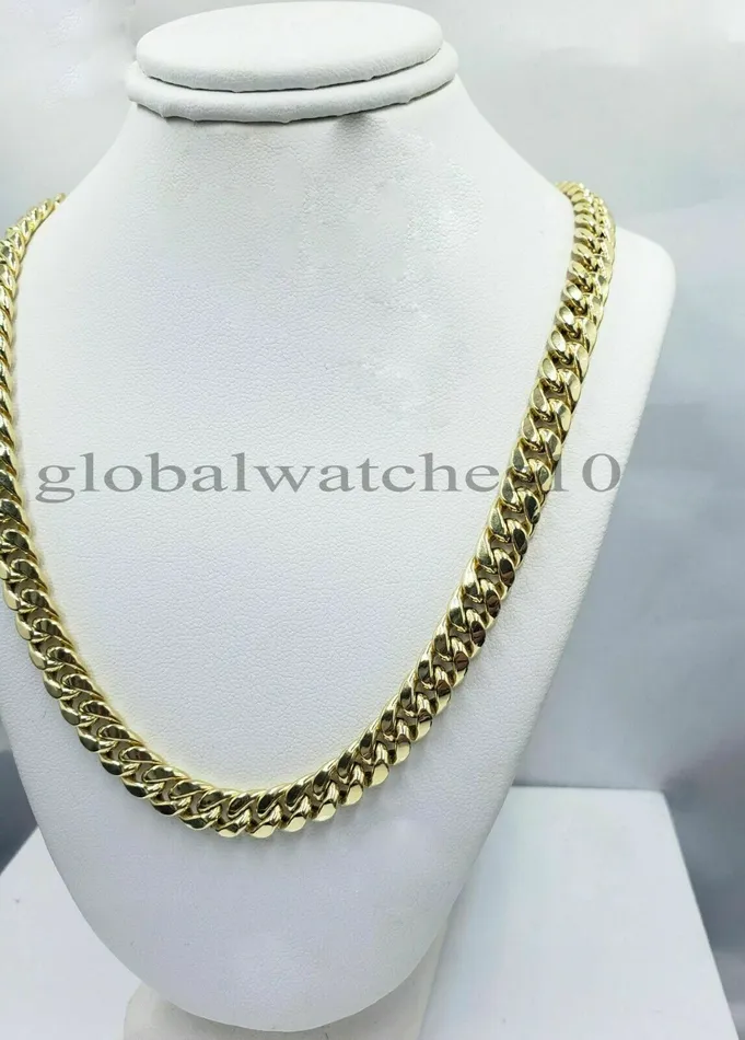 Necklaces Gold and Diamond 10k Yellow Gold Cuban Link Chain 22 8mm Box Lock REAL 10KT Necklace Pura Oro