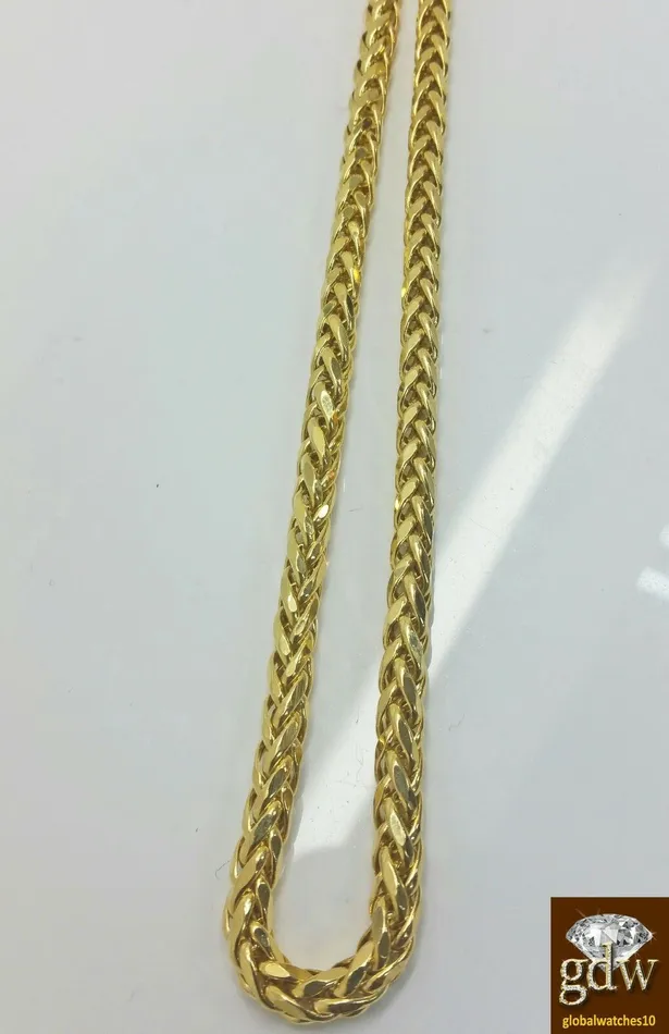 Real 10k Gold 4mm Men yellow Gold Palm Chain Necklace 20 inch Chocker Chain Gold and Diamond Necklaces