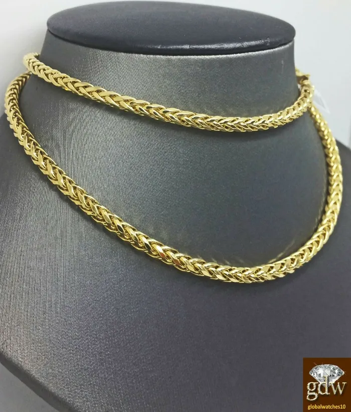 Real 10k Gold 4mm Men yellow Gold Palm Chain Necklace 20 inch Chocker Chain Gold and Diamond Necklaces