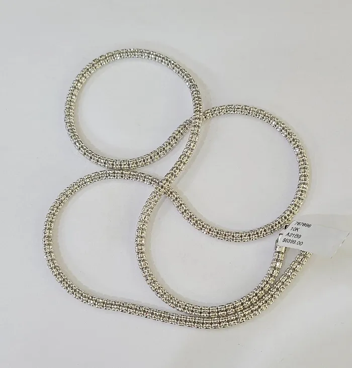 Real 10k Iced Bead Chain White Gold 4mm 24 Necklace Men Women Real Genuine Gold and Diamond Necklaces