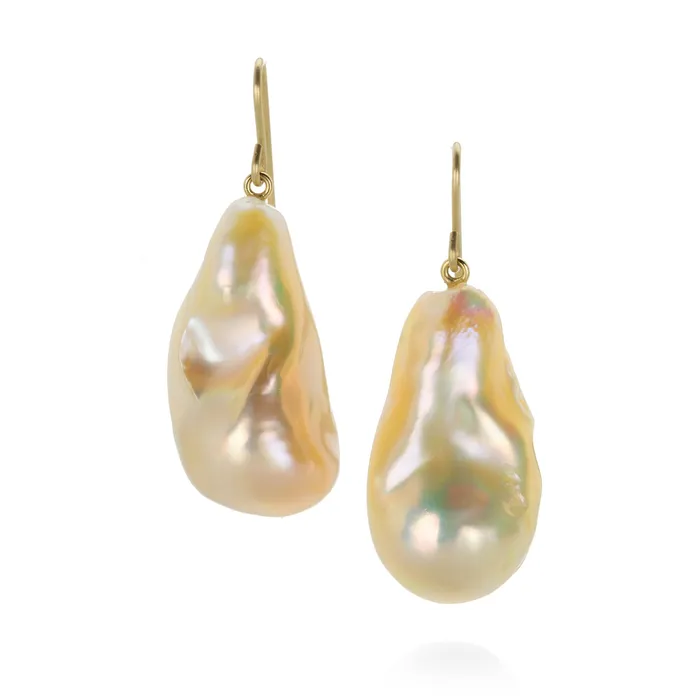 Soft PinkPeach Baroque Pearl Earrings Maria Beaulieu Earrings