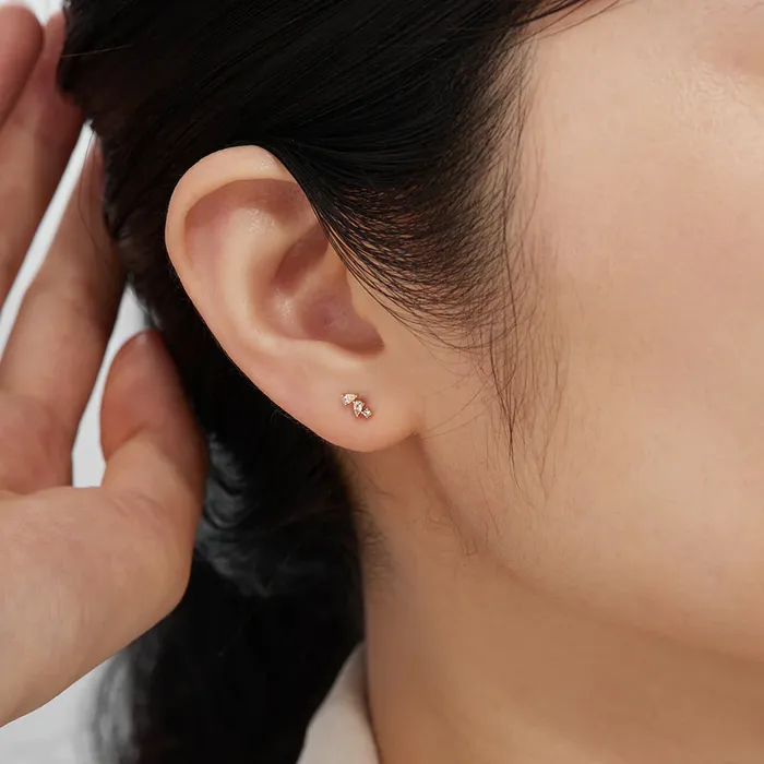 Aurelie Gi Earrings CAMI Pear and Round White Sapphire Stud Earring