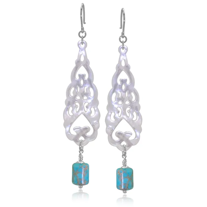 Elisa Ilana Earrings The Goddess Collection Mother of Pearl Turquoise Earrings