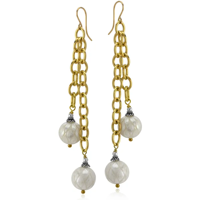Hand Carved Pearl Earrings Elisa Ilana Earrings