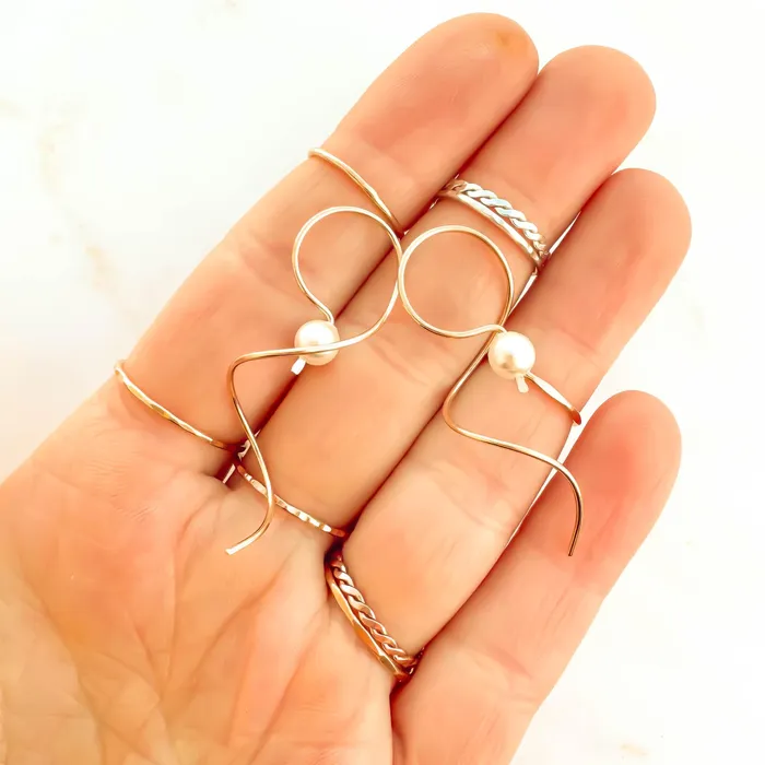Hoops By Hand Earrings Pearl Drop Threader Earrings 14K Gold Filled