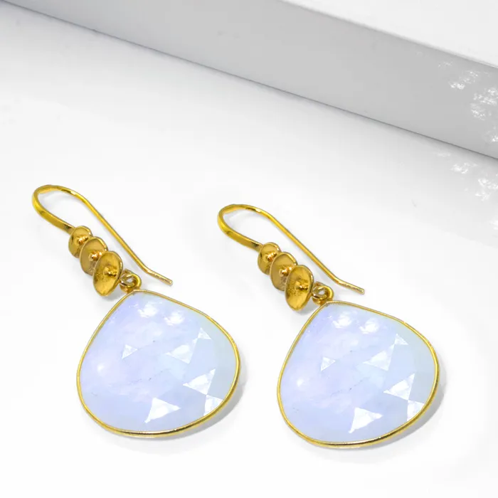 Impressionist Collection Rainbow Moonstone Drop Earrings Elisa Ilana Earrings