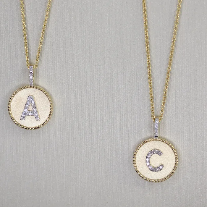 Madison L 14KY Circle Pendant w Diamond Initial Necklace Necklaces