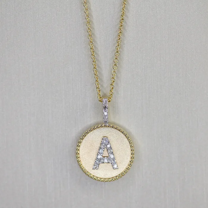 Madison L 14KY Circle Pendant w Diamond Initial Necklace Necklaces
