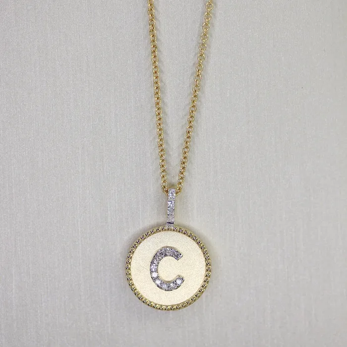 Madison L 14KY Circle Pendant w Diamond Initial Necklace Necklaces