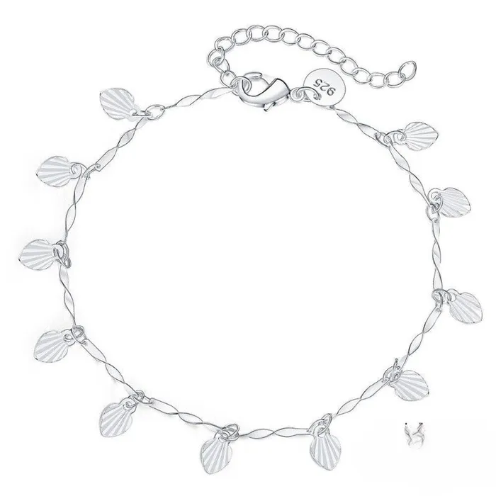 Necklaces Ashley Jewels Sterling Silver Tree Leaves Grass Charm Anklet