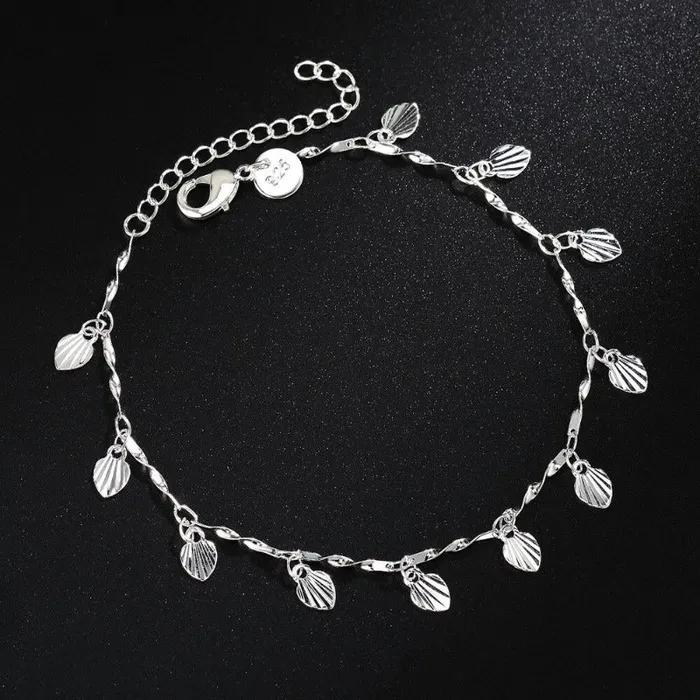 Necklaces Ashley Jewels Sterling Silver Tree Leaves Grass Charm Anklet