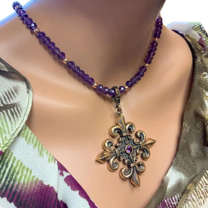 Necklaces Elisa Ilana Bronze Amethyst Pendant Necklace Necklaces Elisa Ilana Bronze Amethyst Pendant Necklace