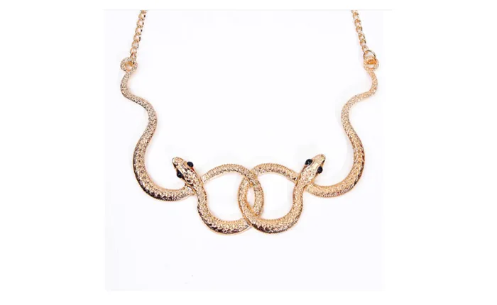 Necklaces sparklingselections Gold Plated Vintage Unique Double Snake Pendant Necklace Necklaces sparklingselections Gold Plated Vintage Unique Double Snake Pendant Necklace