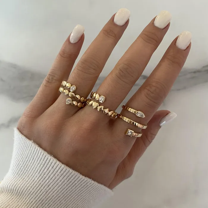 Rings Alev Jewelry Solitaire Diamonds Striped Swirl Golden Ring