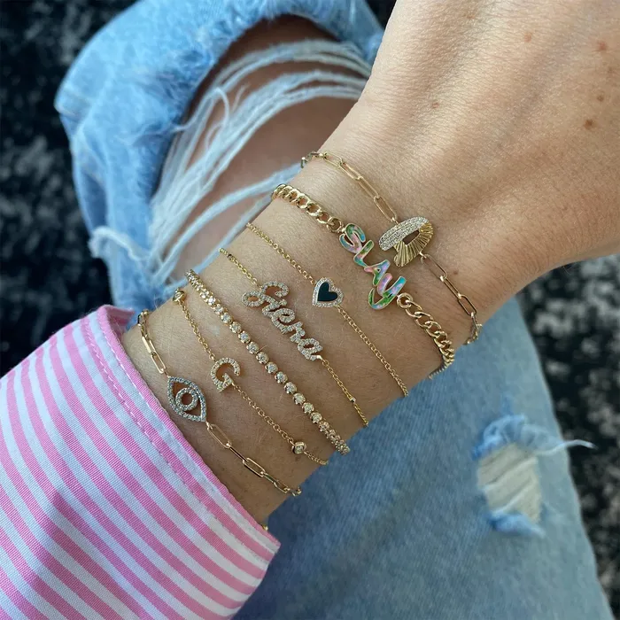 Small Pave Outline Stone Heart Bracelet Alev Collection Bracelets