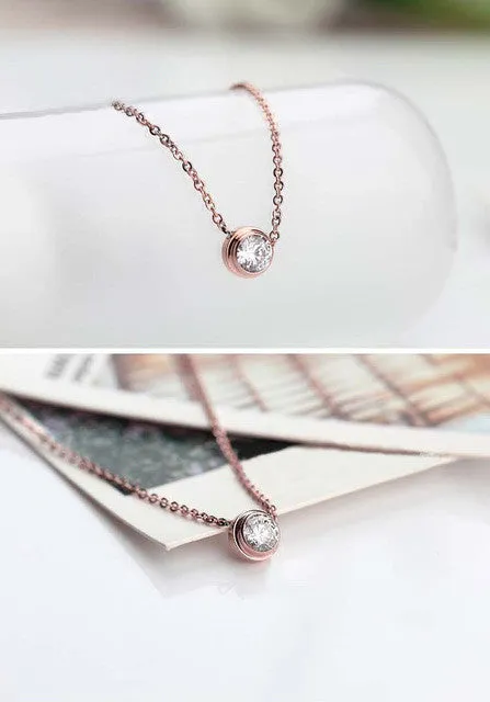 sparklingselections Necklaces Elegant Women Gold Pendant Necklace with AAA CZ Stone sparklingselections Necklaces Elegant Women Gold Pendant Necklace with AAA CZ Stone