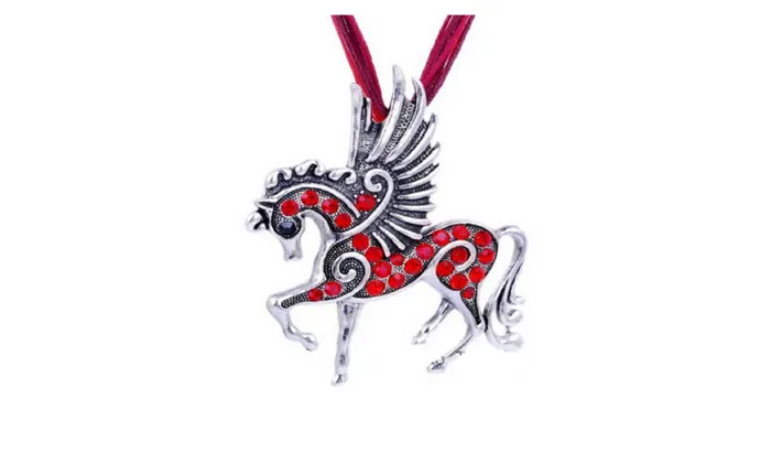 sparklingselections Necklaces Mix Color Crystal Pegasus Fly Horse Pendant Necklace With Ribbon Rope sparklingselections Necklaces Mix Color Crystal Pegasus Fly Horse Pendant Necklace With Ribbon Rope