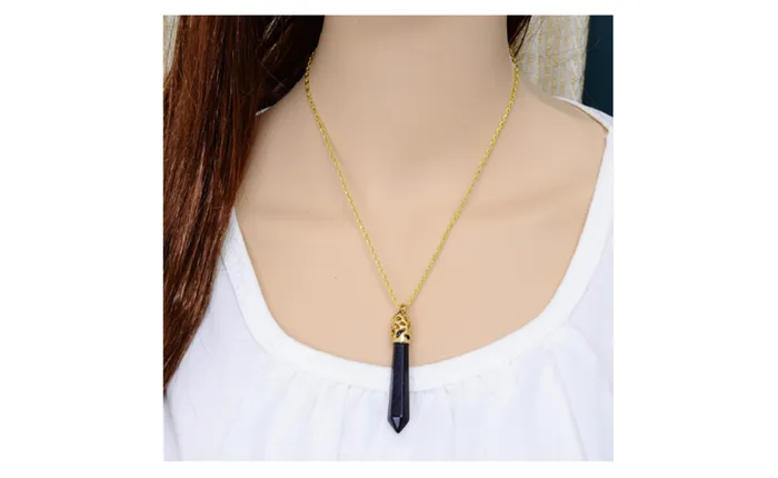 sparklingselections Necklaces Natural Stone Crystal Agate Gem Quartz Healing Point Pendant Necklace sparklingselections Necklaces Natural Stone Crystal Agate Gem Quartz Healing Point Pendant Necklace